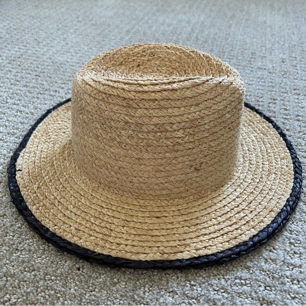 Zara Woven Straw Tan Black Trim - Picture 4 of 10